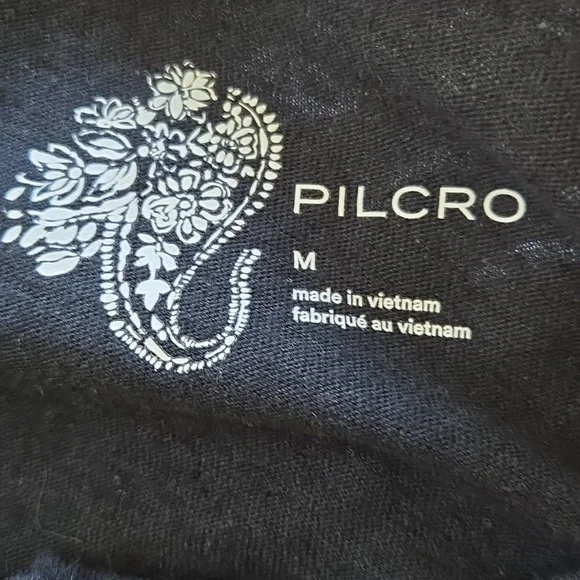 Anthropologie Pilcro Long Sleeve Scoop Neck Henley Tee Ruched Sleeves Black - M - Picture 8 of 9